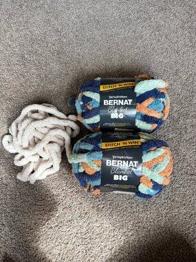 Bernat Blanket Big Ball Yarn-Indigo Toast (26098) 2 Pack NEW 10.5OZ 220 Yds Ea